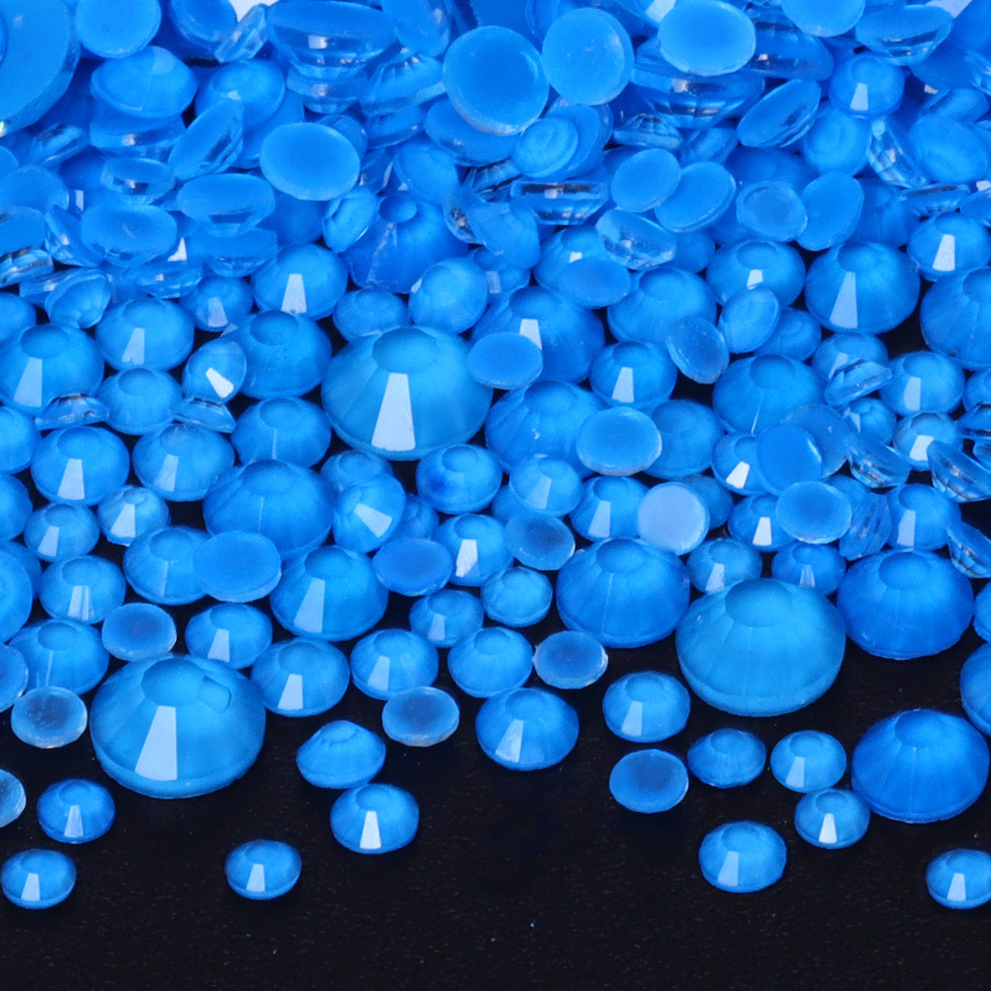 Mixed Sizes Mocha Neon Dk Blue Glass Flat Back Rhinestones For Nail Art