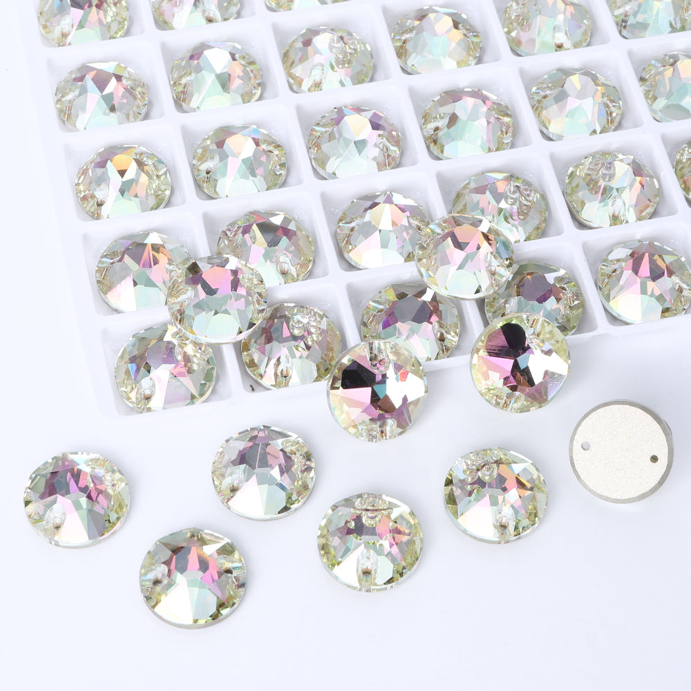 Luminous Green XIRIUS Round Shape High Quality Glass Sew-on Rhinestones WholesaleRhinestone