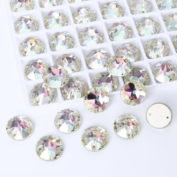 Luminous Green XIRIUS Round Shape High Quality Glass Sew-on Rhinestones WholesaleRhinestone