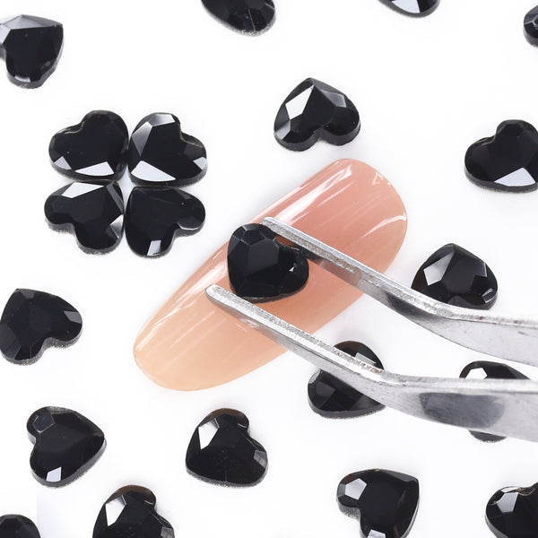 Heart Shape Black Flat Back Fancy Rhinestones