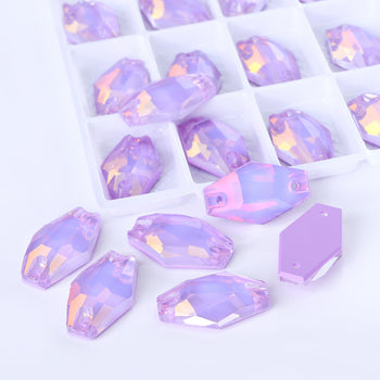 Lavender AM Hexagon Shape High Quality Glass Sew-on Rhinestones WholesaleRhinestone