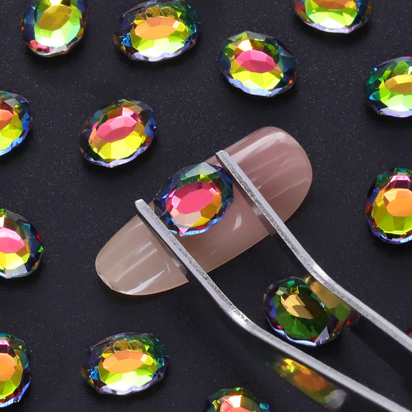 Rainbow Magic Mirror Shape Pointed Back Fancy Rhinestones For Nail Art