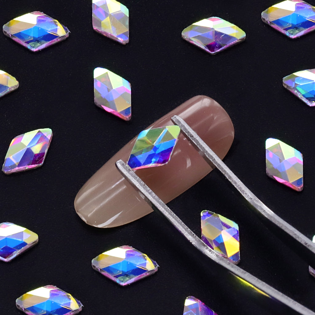 Rhombus Shape Crystal AB Flat Back Fancy Rhinestones