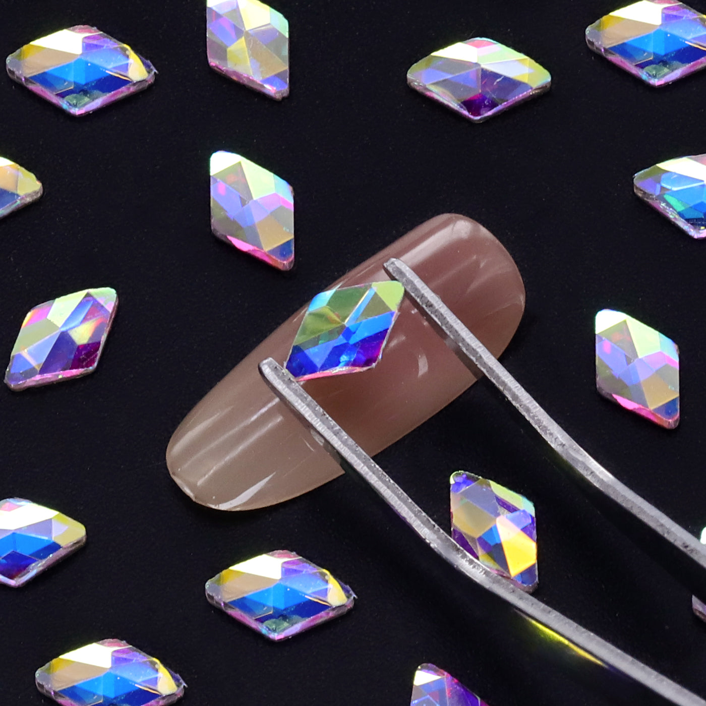 Rhombus Shape Crystal AB Flat Back Fancy Rhinestones