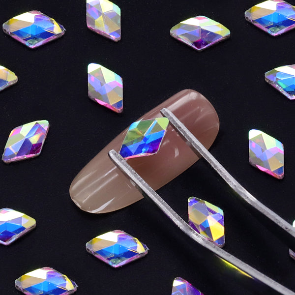 Rhombus Shape Crystal AB Flat Back Fancy Rhinestones