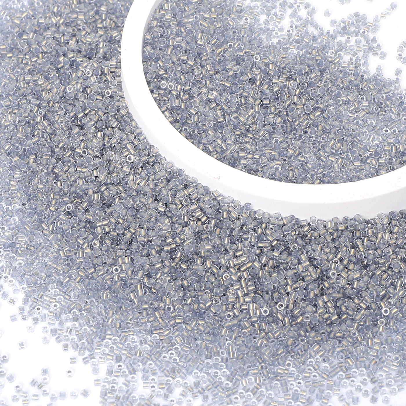 Transparent Color Lined Gray Hight Quality Glass Cylinder Seed Beads 1.6 MM Size DJS5007 Secondary image