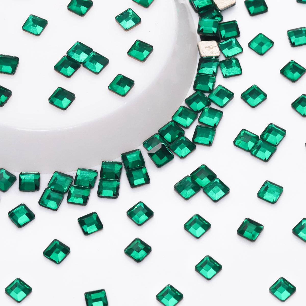 Square Shape Dark Green Flat Back Fancy Rhinestones WholesaleRhinestone