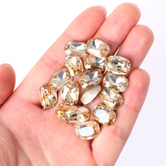 Golden Shadow Cushion Shape High Quality Glass Pointed Back Fancy Rhinestones