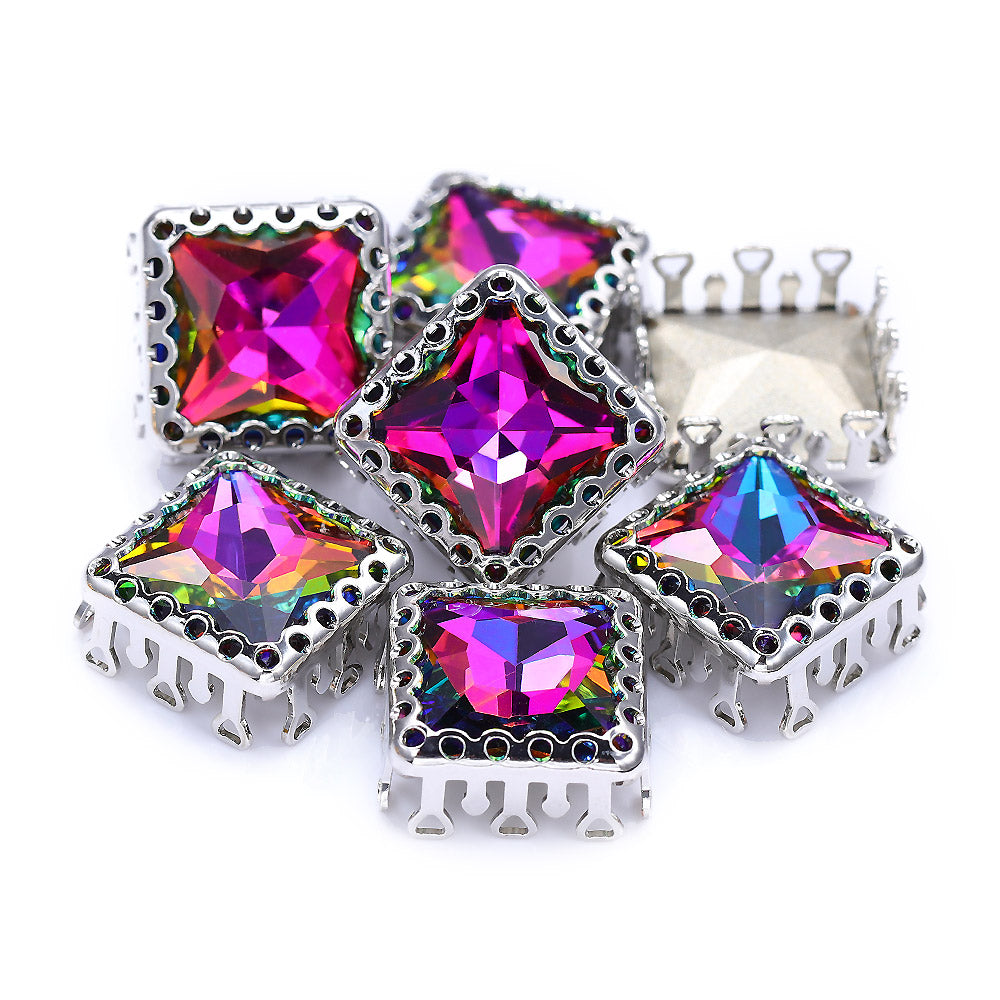 Volcano Princess Square Shape High-Quality Glass Sew-on Nest Hollow Claw Rhinestones WholesaleRhinestone