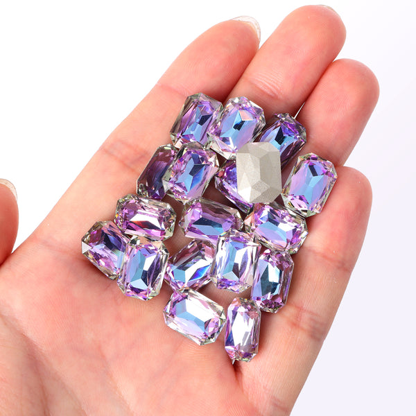 Vitrail Light Thin Octagon Shape High Quality Glass Pointed Back Fancy Rhinestones WholesaleRhinestone