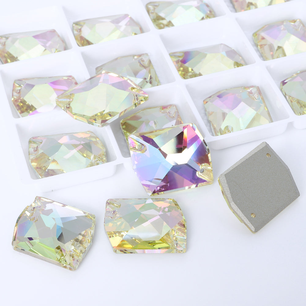 Luminous Green Cosmic Shape High Quality Glass Sew-on Rhinestones WholesaleRhinestone