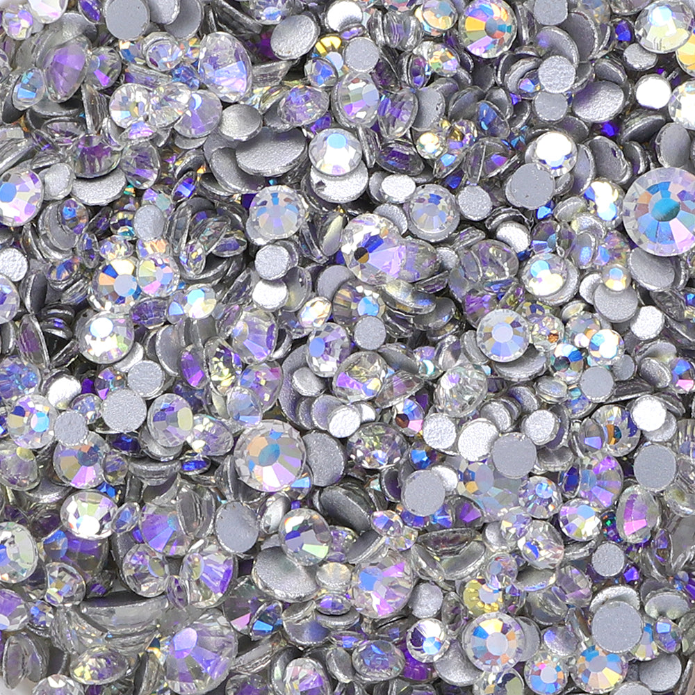 Mixed Sizes Starry Sky Glass FlatBack Rhinestones For Nail Art Silver Back