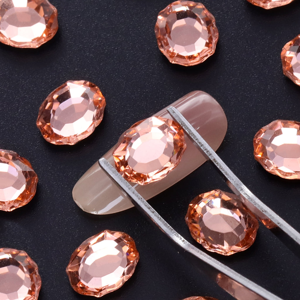 Light Peach Magic Mirror Shape Pointed Back Fancy Rhinestones For Nail Art