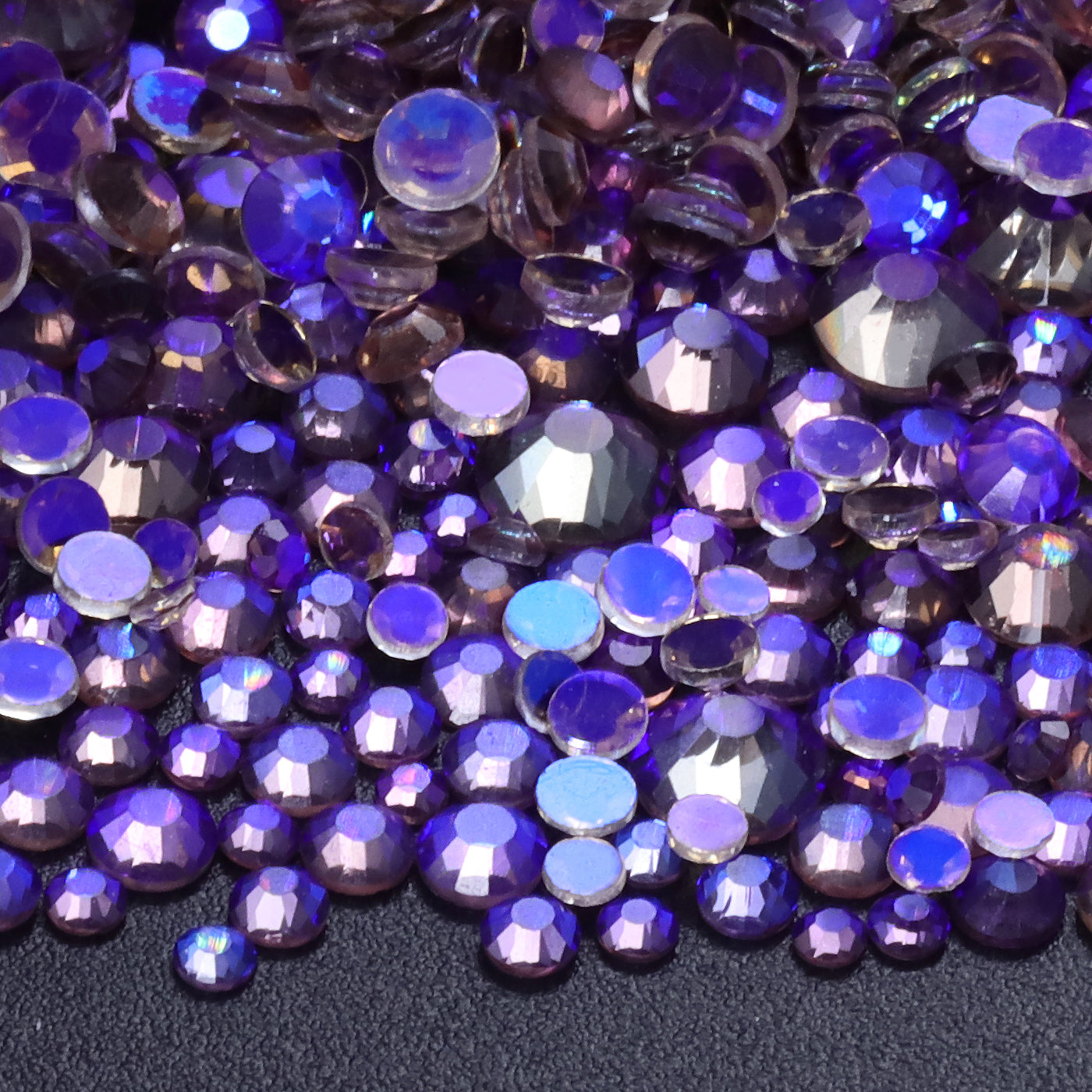 Mixed Sizes Aurora Gray Glass Flat Back Rhinestones For Nail Art WholesaleRhinestone