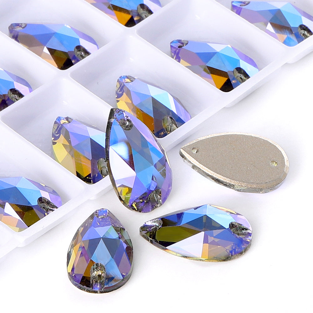 Black Diamond Shimmer Drop Shape High Quality Glass Sew-on Rhinestones Secondary image