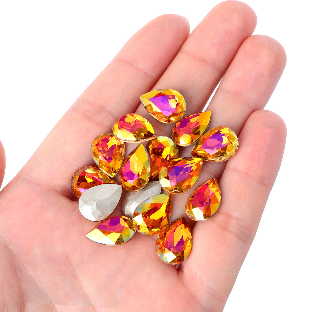Astral Pink Pear Shape High Quality Glass Pointed Back Fancy Rhinestones Secondary image