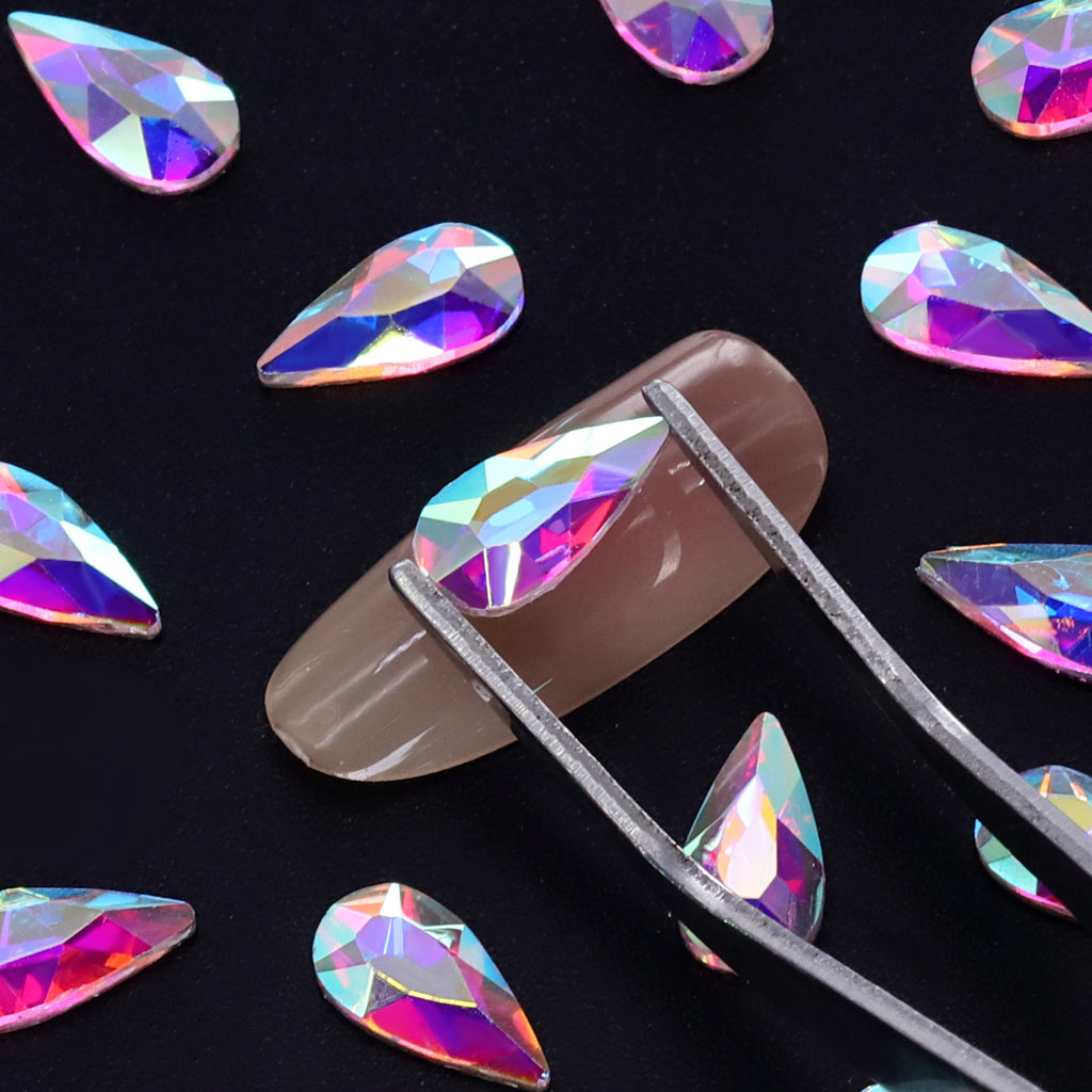 Raindrop Shape Crystal AB Flat Back Fancy Rhinestones