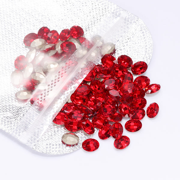 Light Siam Oval Shape High Quality Glass Pointed Back Fancy Rhinestones WholesaleRhinestone