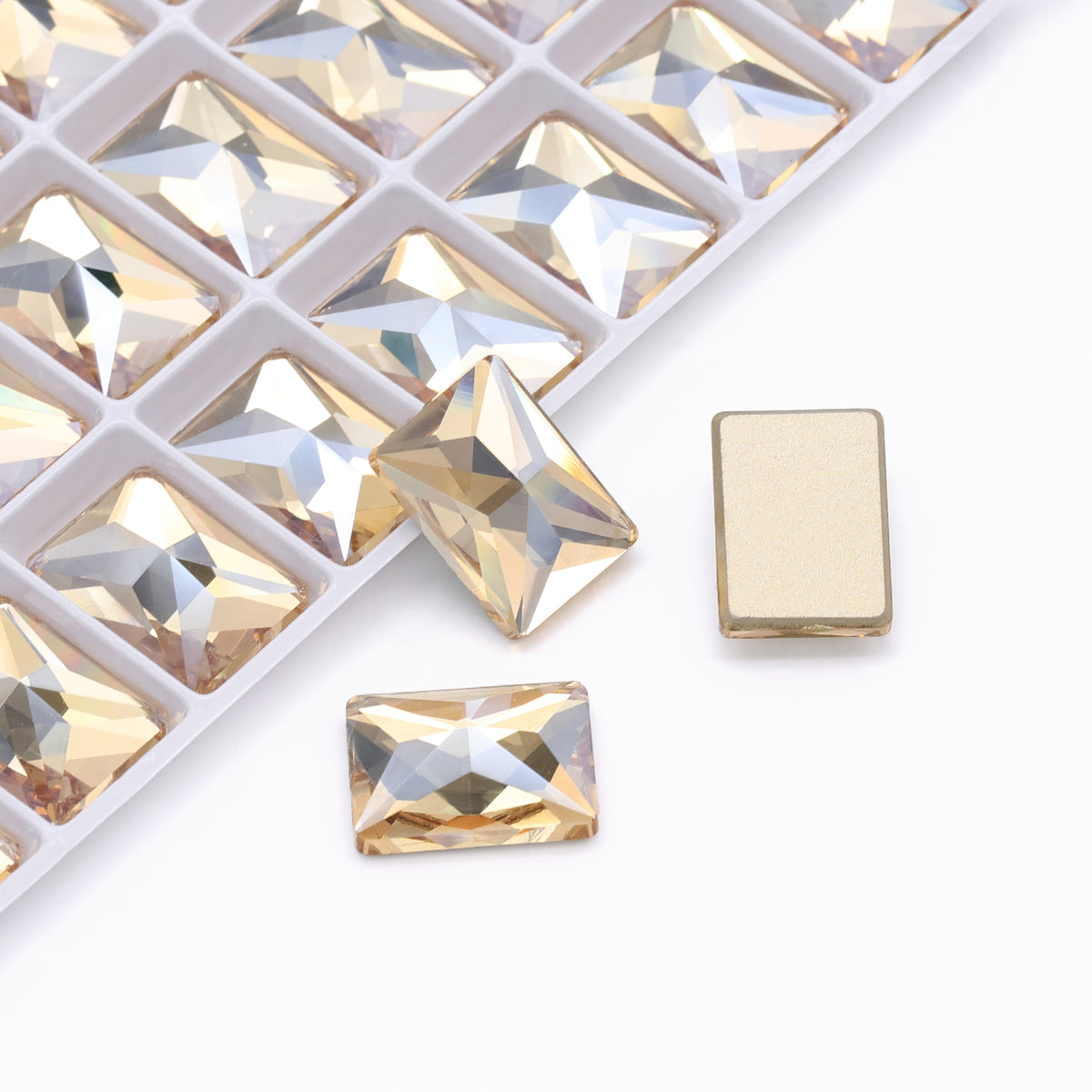 Golden Shadow Rectangle Shape High Quality Glass Beveled Flat Back Rhinestones WholesaleRhinestone