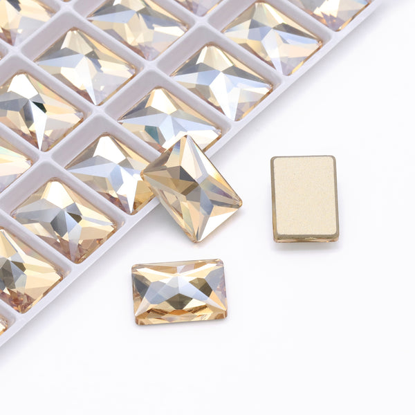 Golden Shadow Rectangle Shape High Quality Glass Beveled Flat Back Rhinestones WholesaleRhinestone