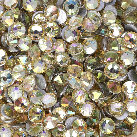 Light Sunshine Glass Flat Back Rhinestones Silver Back