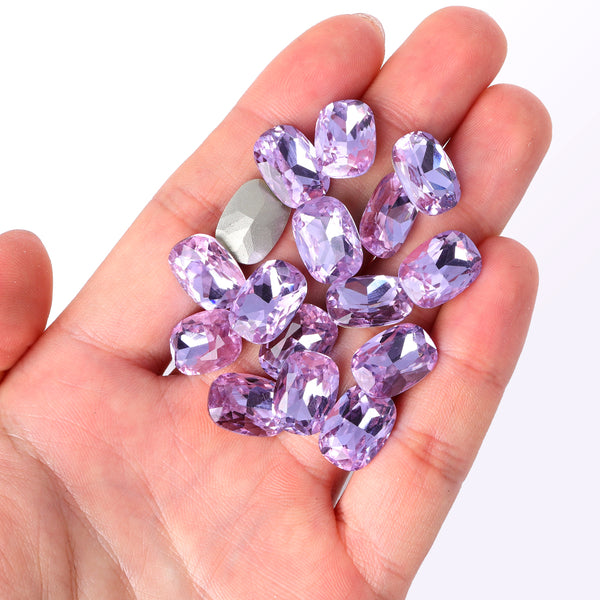 Violet Cushion Shape High Quality Glass Pointed Back Fancy Rhinestones WholesaleRhinestone