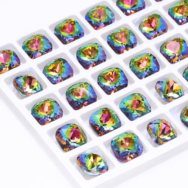 Vitrail Medium Cushion Square Shape High Quality Glass Pointed Back Fancy Rhinestones WholesaleRhinestone