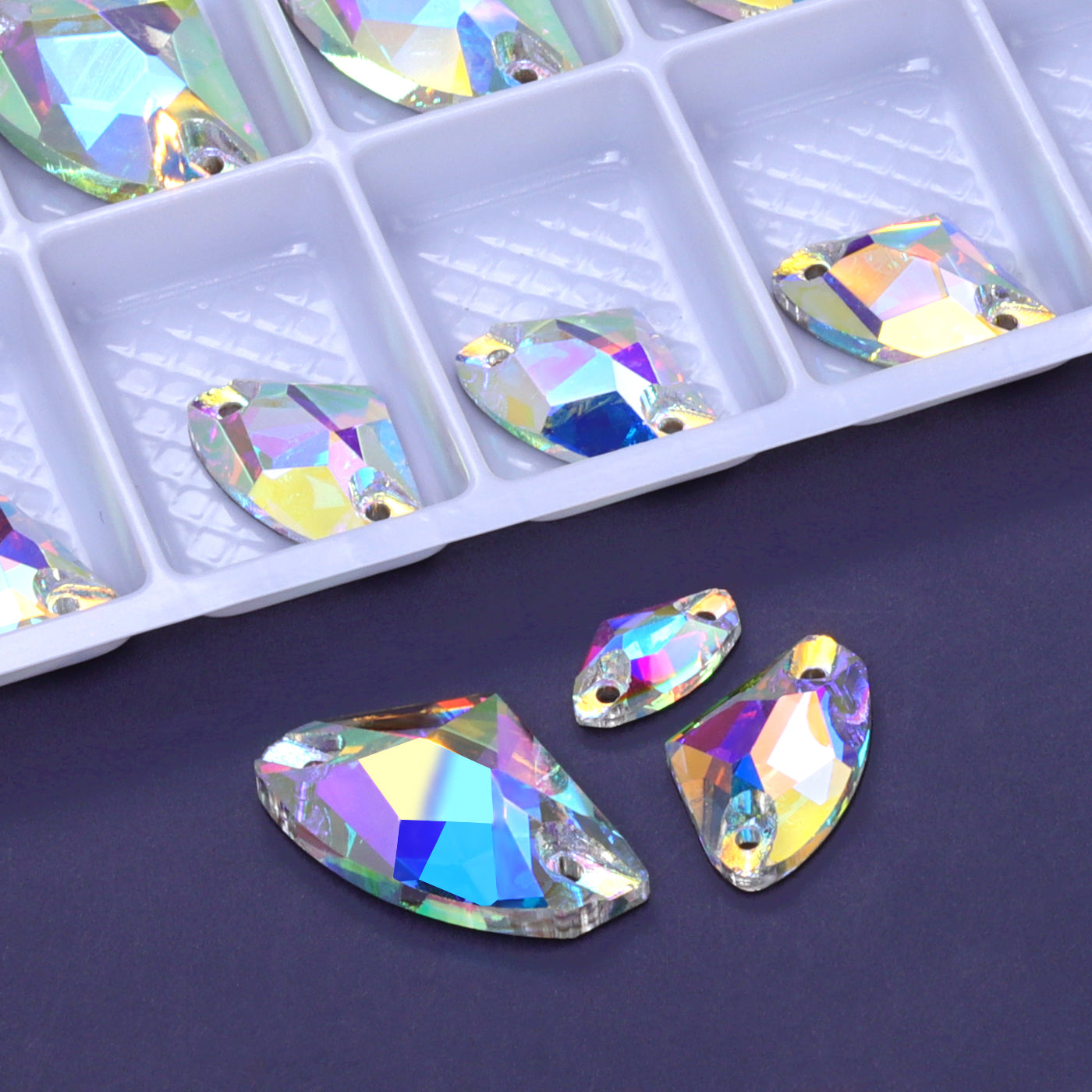 Mixed Sizes Crystal AB Galactic Shape High Quality Glass Sew-on Rhinestones WholesaleRhinestone