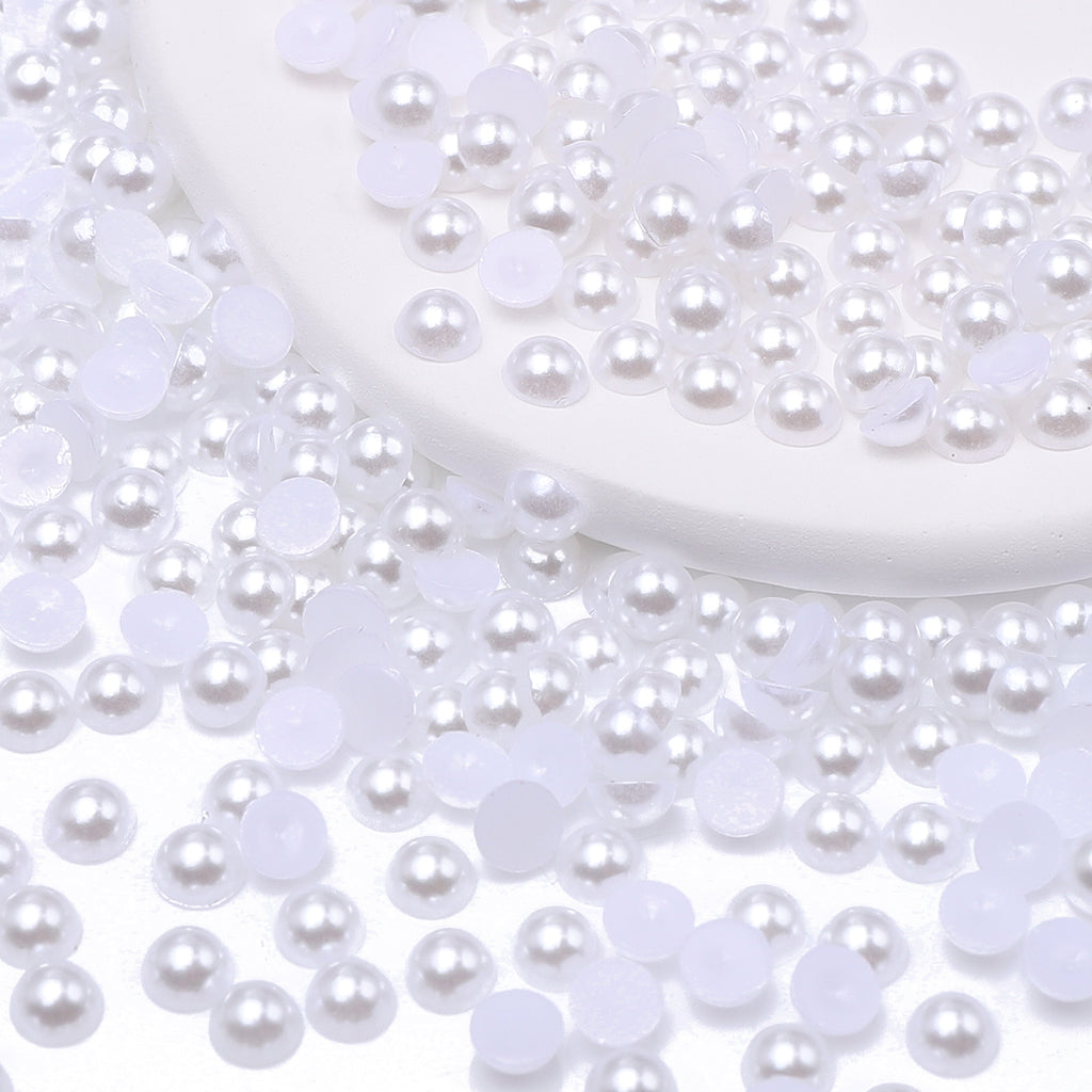 White Resin Flat Back Pearls Multi Sizes WholesaleRhinestone