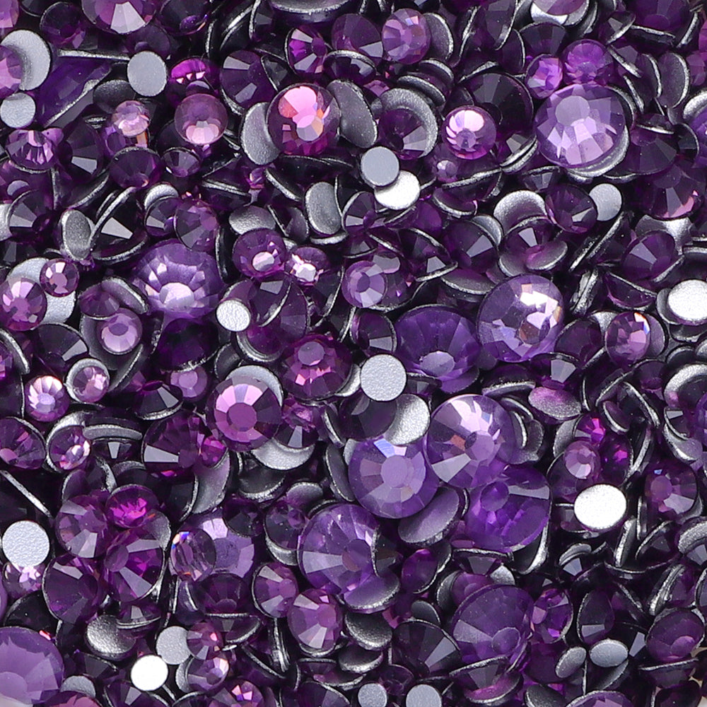 Tamaños mixtos Rhinestones de espalda plana de vidrio tanzanita para el arte de la uña Silver Back Imagen secundaria del producto