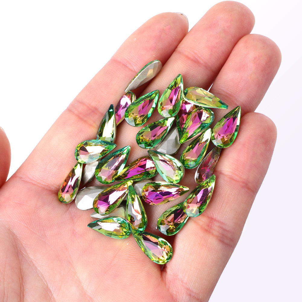 Vitrail Rose Teardrop Shape High Quality Glass Pointed Back Fancy Rhinestones Secondary image