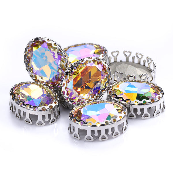 Paradise Shine Oval Shape High-Quality Glass Sew-on Nest Hollow Claw Rhinestones WholesaleRhinestone