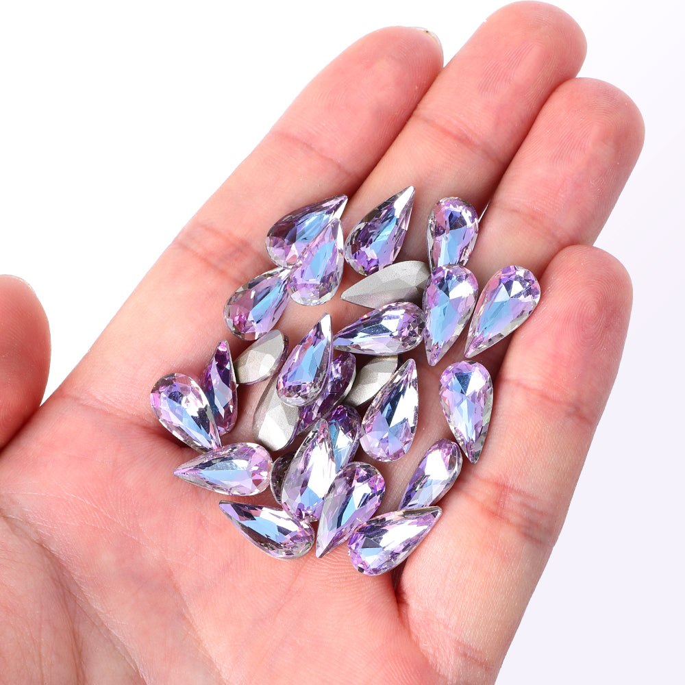 Vitrail Light Teardrop Shape High Quality Glass Pointed Back Fancy Rhinestones Secondary image
