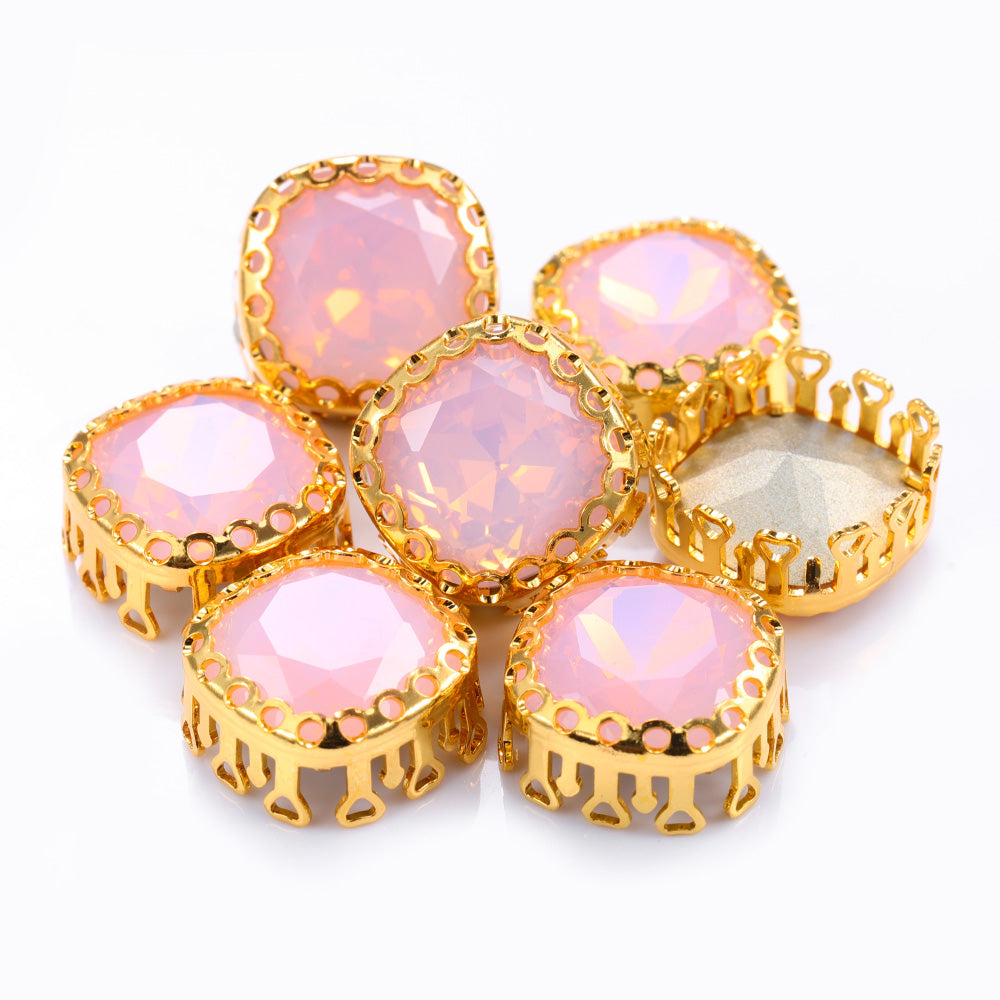 Rose Water Opal Cushion Square Shape High-Quality Glass Sew-on Nest Hollow Claw Rhinestones WholesaleRhinestone Hovedbillede