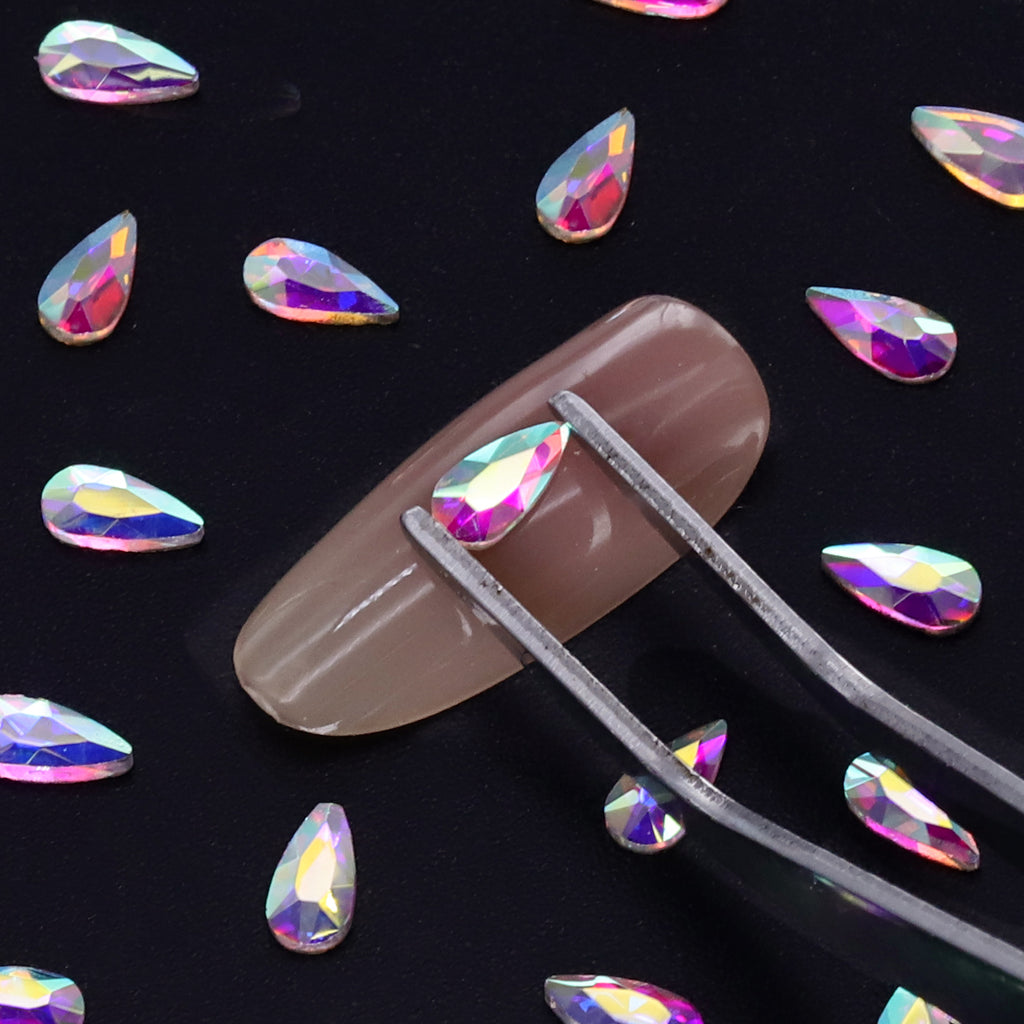 Raindrop Shape Crystal AB Flat Back Fancy Rhinestones