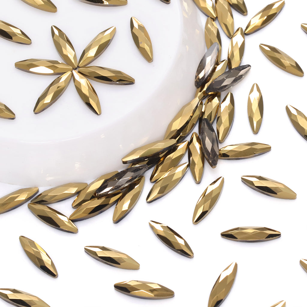 Navette Shape Aurum Flat Back Fancy Rhinestones WholesaleRhinestone