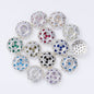 Mixed Colors Round Shape Silver Plated High-Quality Sew-on Alloy Charms Inlaid Cubic Zirconia WholesaleRhinestone