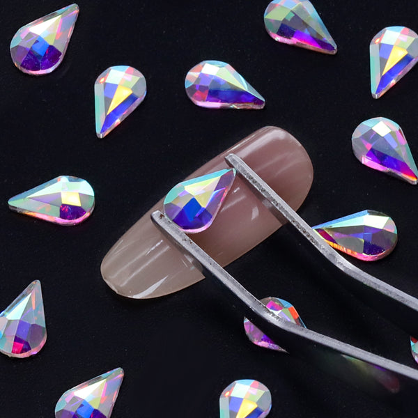 Raindrop Shape Crystal AB Flat Back Fancy Rhinestones