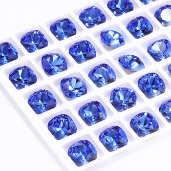 Light Sapphire Cushion Square Shape High Quality Glass Pointed Back Fancy Rhinestones WholesaleRhinestone
