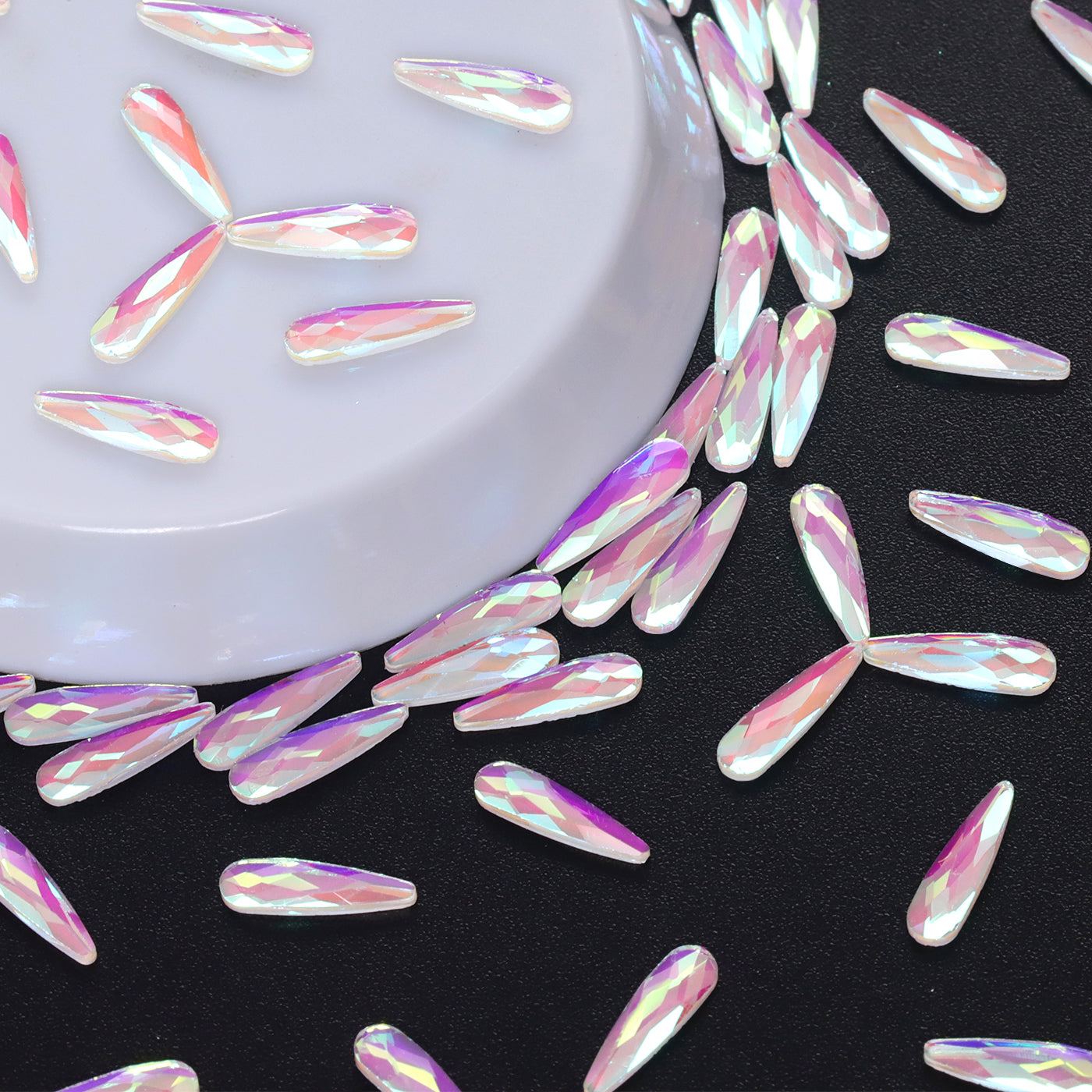 Raindrop Shape Mocha White Flat Back Fancy Rhinestones WholesaleRhinestone