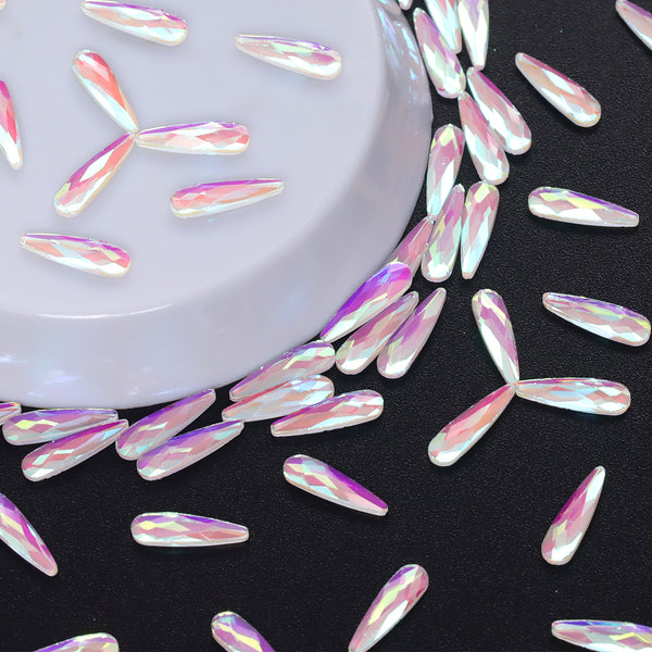 Raindrop Shape Mocha White Flat Back Fancy Rhinestones WholesaleRhinestone