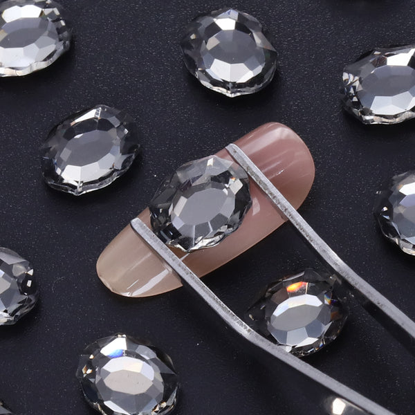 Black Diamond Magic Mirror Shape Pointed Back Fancy Rhinestones For Nail Art
