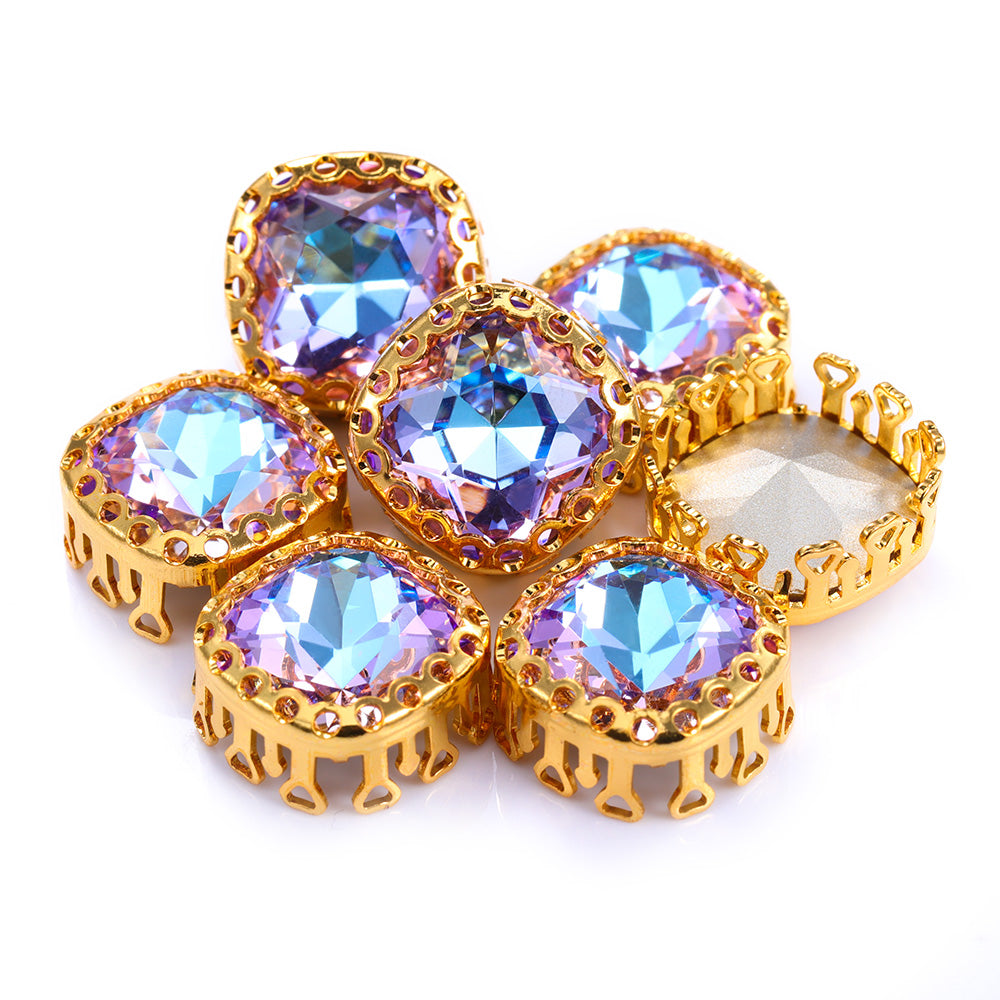 Vitrail Light Cushion Square Shape High-Quality Glass Sew-on Nest Hollow Claw Rhinestones Main image