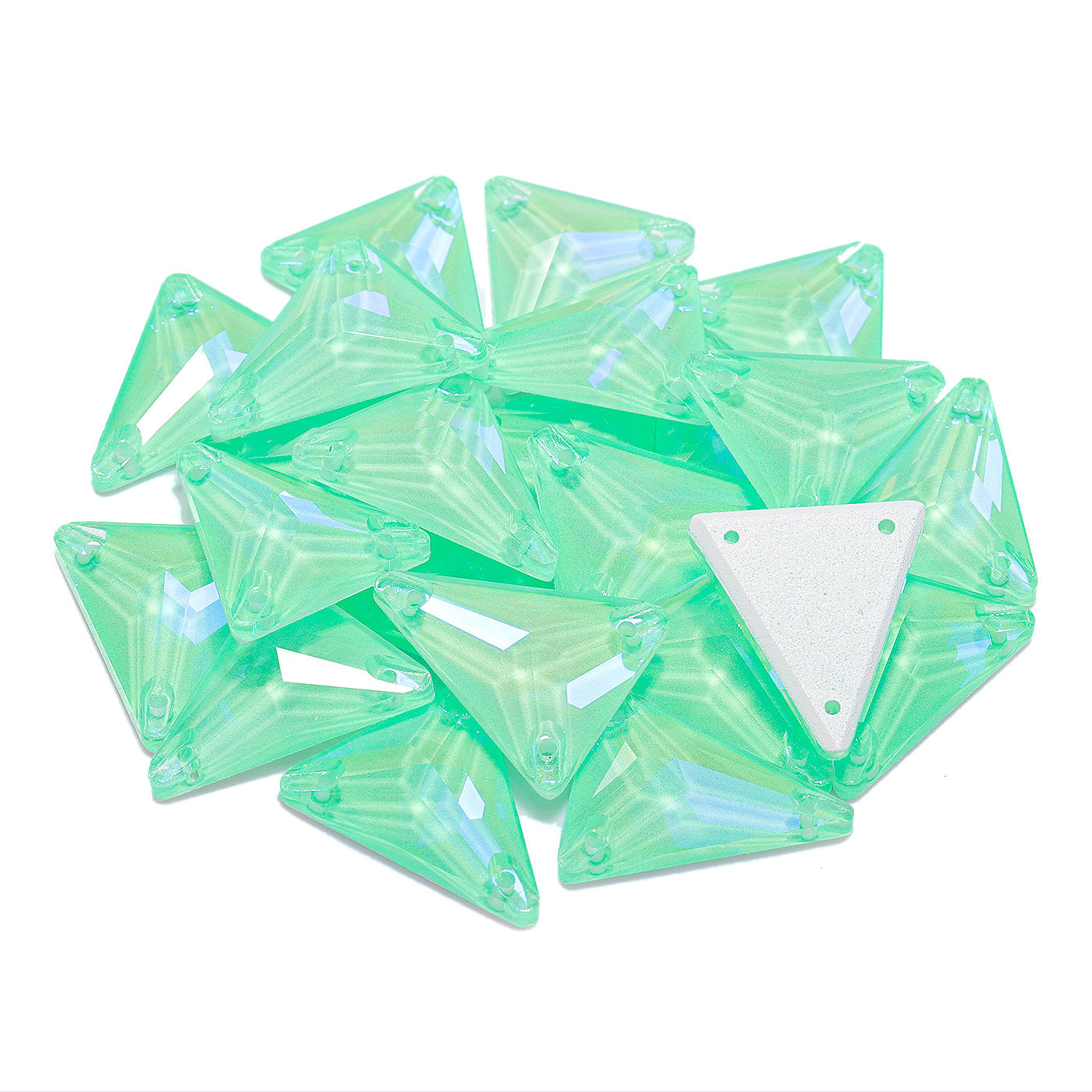 Elektrische neon greenwrap slanke driehoeksvorm hoogwaardige glazen naa-op steentjes Secundaire afbeelding