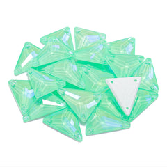 Electric Neon Greenwrap Slim Triangle Shape High Quality Glass Sew-on Rhinestones