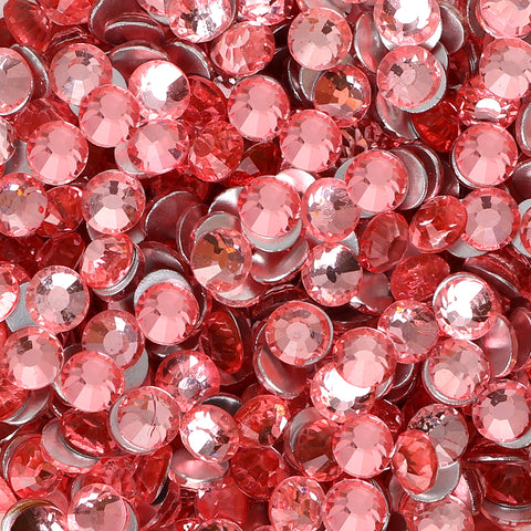 Pfirsich Rose Glass Flachback -Strass Silber Rücken Zweitbild