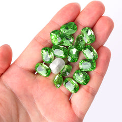 Peridot Cushion Shape High Quality Glass Pointed Back Fancy Rhinestones