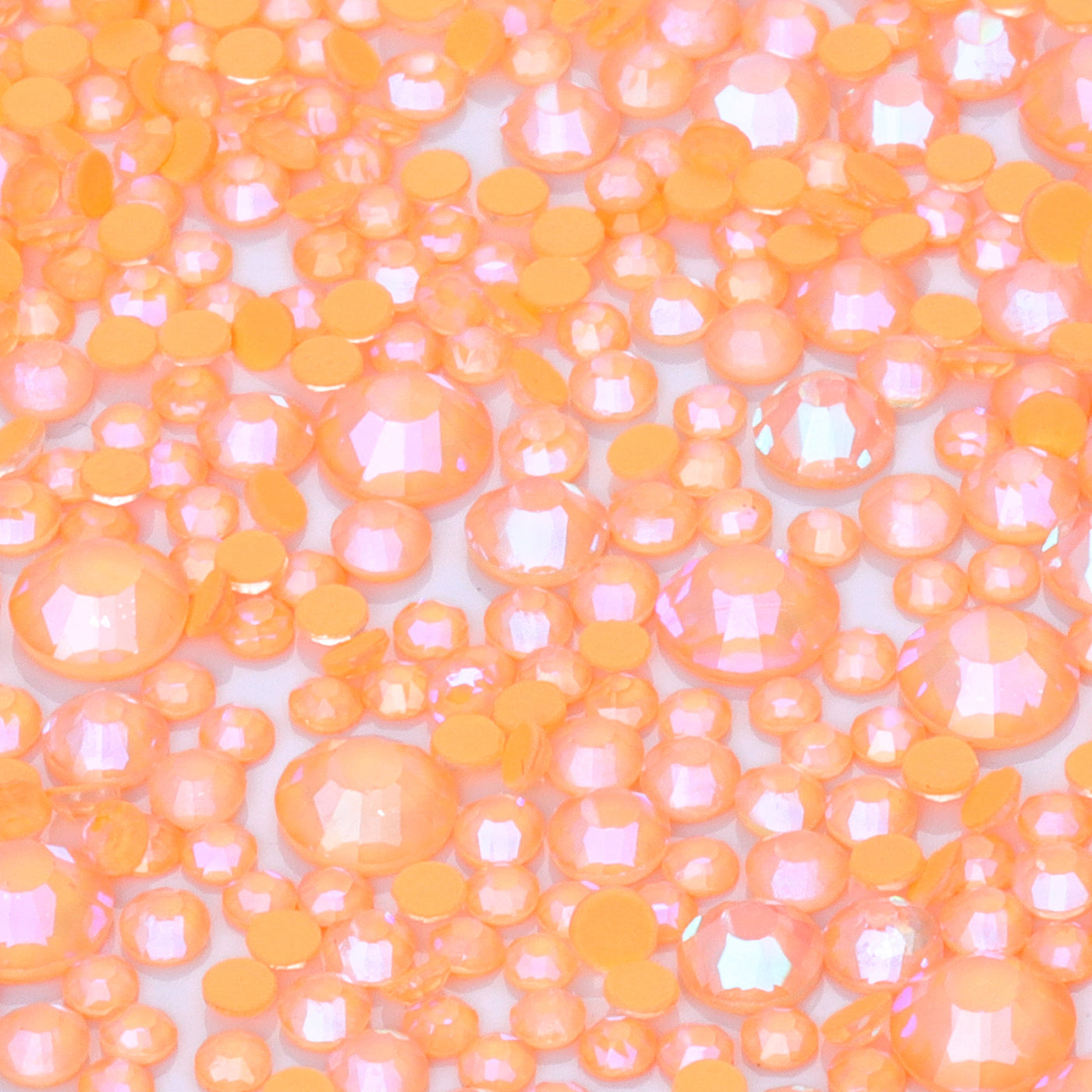 Mixed Sizes Neon Coral Orange AB Glass Flat Back Rhinestones For Nail Art Secondary image