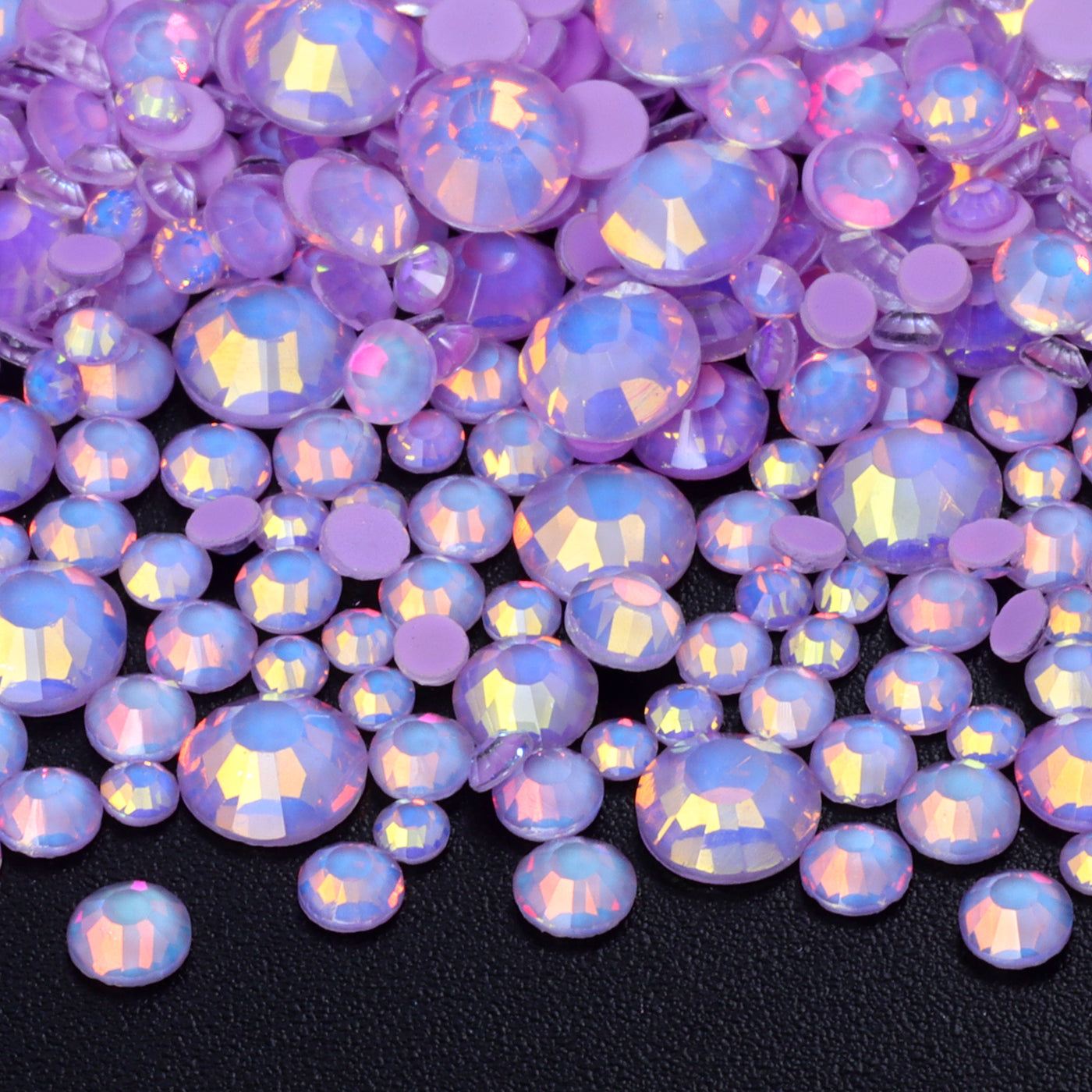Mixed Sizes Mocha Opal Lt Purple Glass Flat Back Rhinestones For Nail Art Secondary image