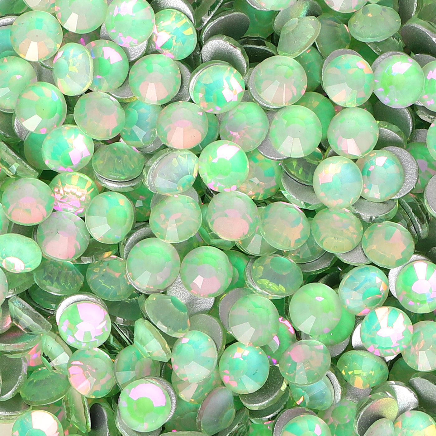 Crystal Green Opal Glass Flatback Rhinestones de plata Imagen secundaria del producto
